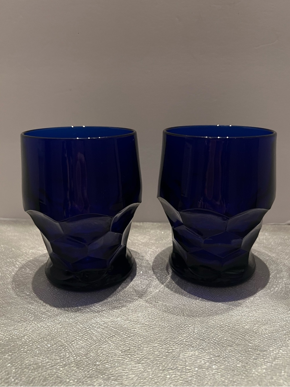 Set of 2 Vintage Viking Georgian Deep Cobalt Blue Tumbler Glasses Georgia design